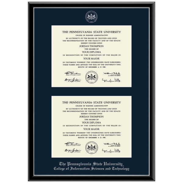 #102 College of Information Sciences and Technology double diploma frame Onexa Silver (Black)